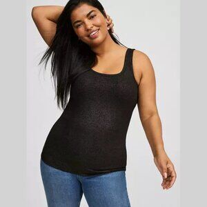 Torrid - Shiny Double Scoop Tank in Deep Black